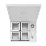 witte bamboe theedoos en theebewaar blik open