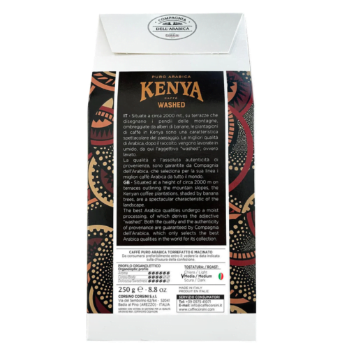 Kenya washed gemalen koffie achterkant