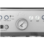 Solis Grind and Infuse Silver detail drukmeter