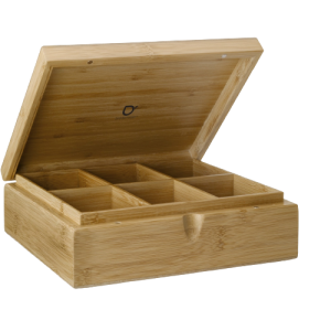 bamboe theedoos 6 vakken naturel