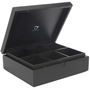 bamboe theedoos 6 vakken zwart