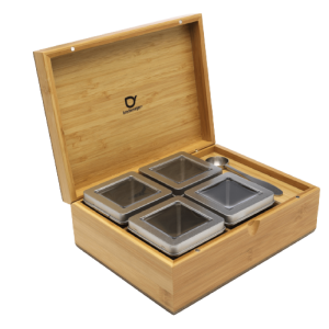 naturel bamboe theedoos en theebewaar blik