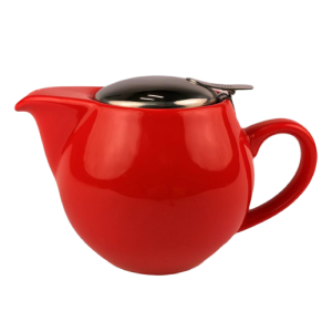 theepot rood met rvs filter groot